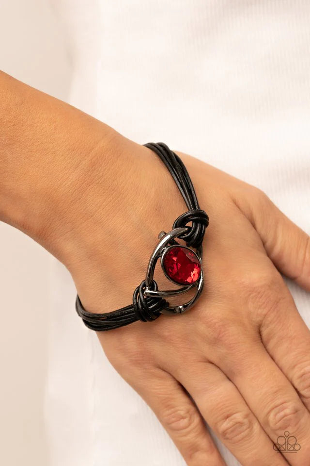 Keep Your Distance - Red Urban Magnetic Bracelet-Paparazzi - The Sassy Sparkle