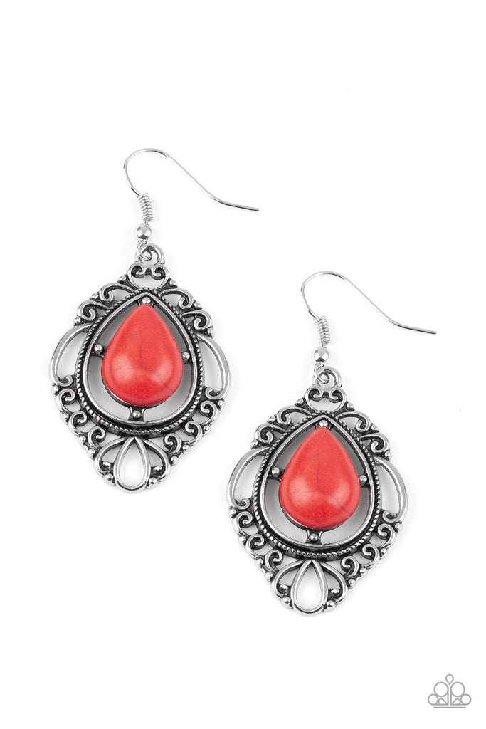 Southern Fairytale - Red Stone Earring-Papaarazzi - The Sassy Sparkle