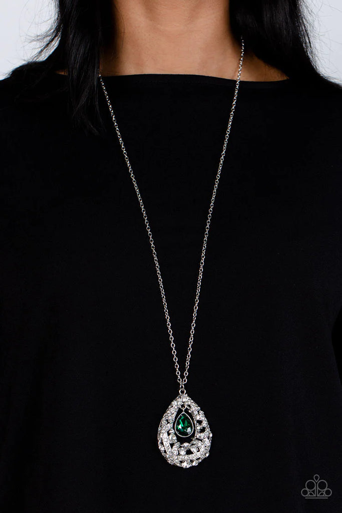 Glitz and GLOW - Green Necklace-Paparazzi - The Sassy Sparkle