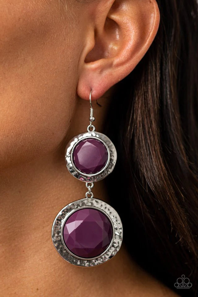 Thrift Shop Stop - Purple Earring-Paparazzi