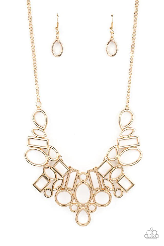 Geometric Grit - Gold Necklace-Paparazzi