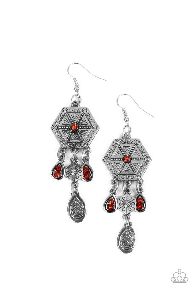 Dreamcatcher Delight - Orange Earring-Paparazzi