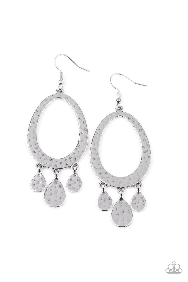 Taboo Trinket - Silver Earring-Paparazzi - The Sassy Sparkle