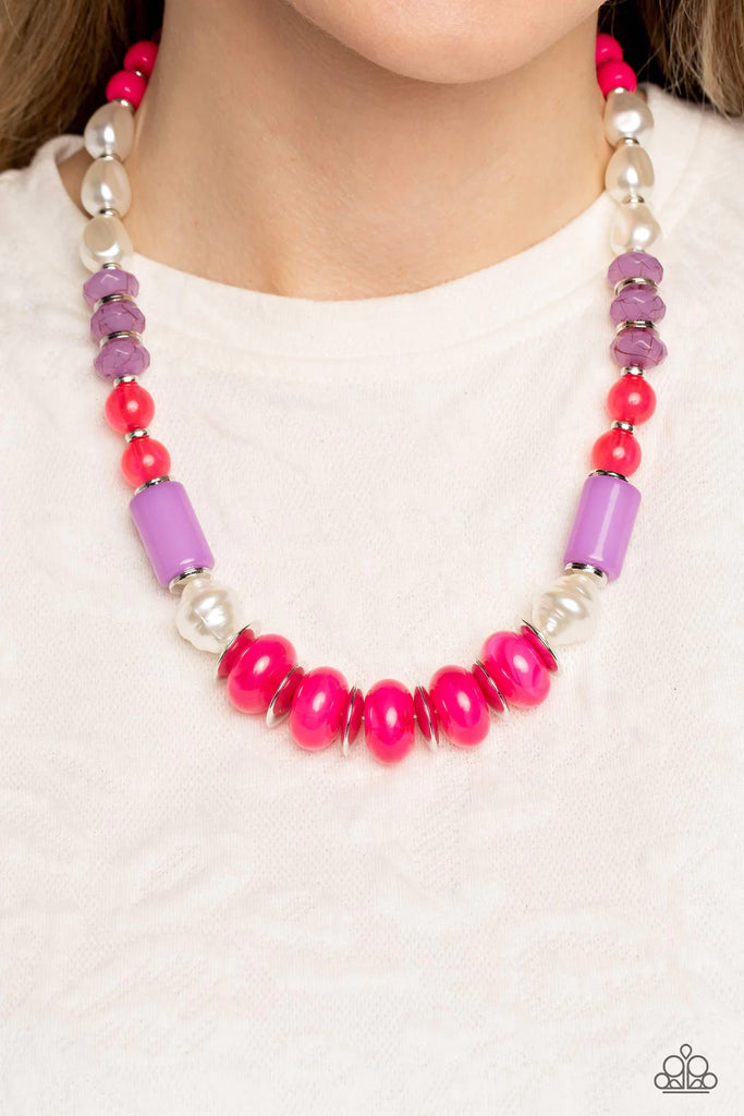 A SHEEN Slate - Pink Pearl Necklace-Paparazzi - The Sassy Sparkle