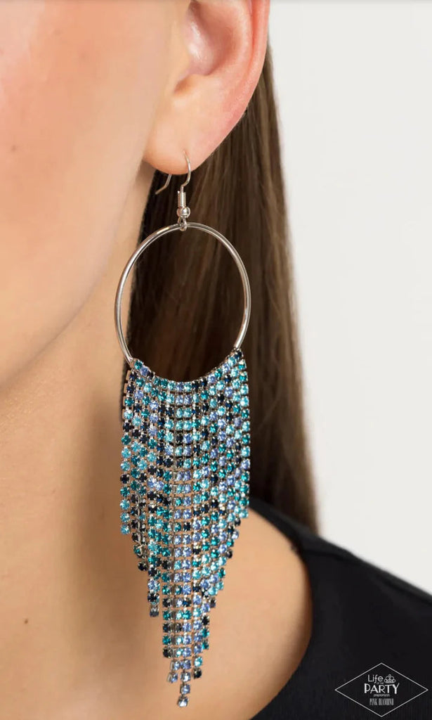 Streamlined Shimmer - Blue Earring-Paparazzi - The Sassy Sparkle