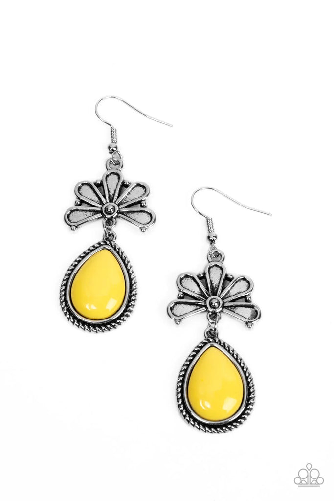 Brightly Blooming - Yellow Earring-Paparazzi - The Sassy Sparkle