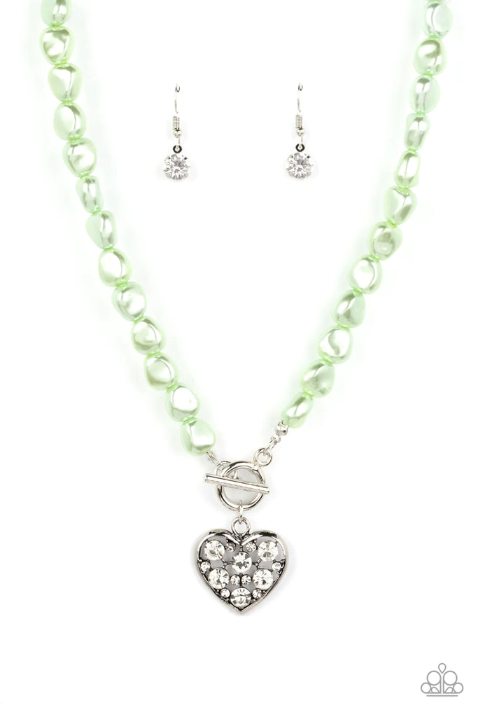 Color Me Smitten - Green Pearl Toggle Necklace-Paparazzi