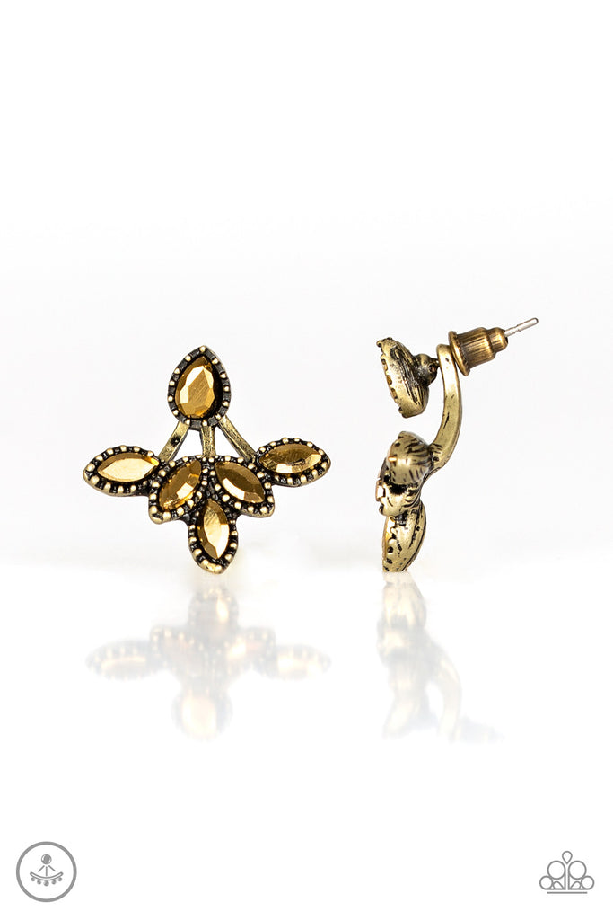 A Force To BEAM Reckoned With - Brass Post Earring-Paparazzi - The Sassy Sparkle
