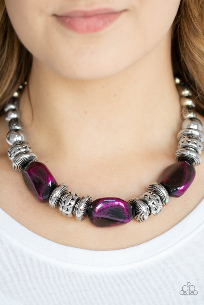 Colorfully Confident-Purple $5 Paparazzi Necklace-Chunky - The Sassy Sparkle