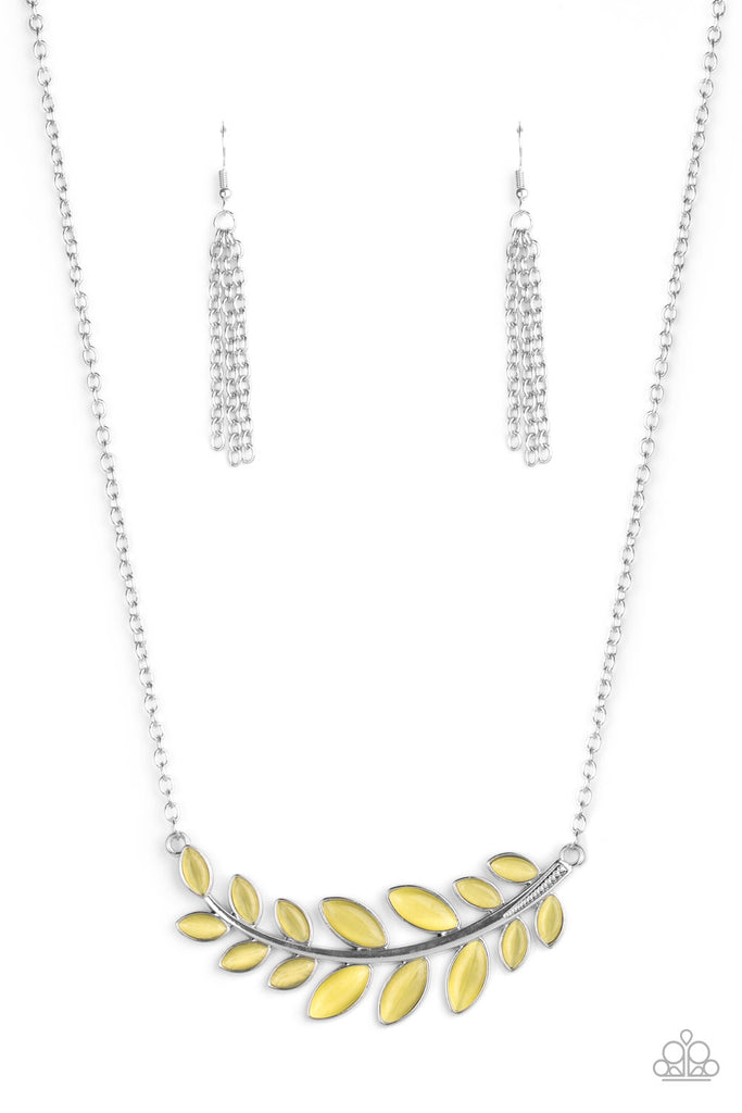 Frosted Foliage-Yellow Moonstone Necklace-Paparazzi - The Sassy Sparkle