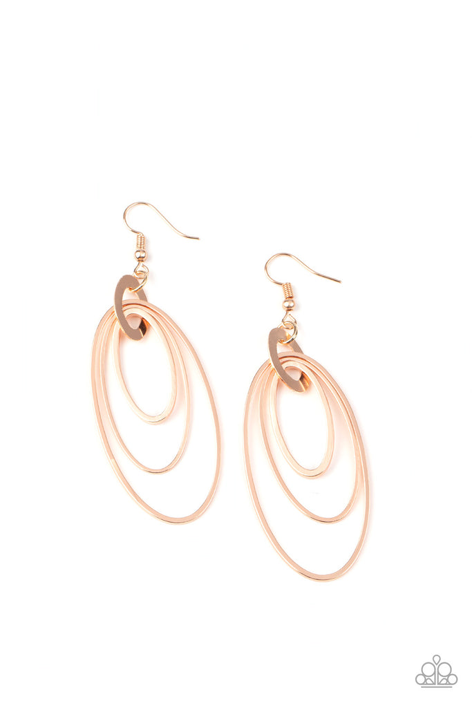 Shimmer Surge - Rose Gold Earring-Paparazzi