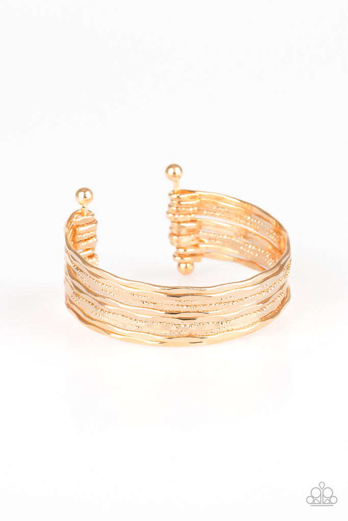 Sleek Shimmer-Gold Bracelet-Bangle Cuff-Paparazzi - The Sassy Sparkle