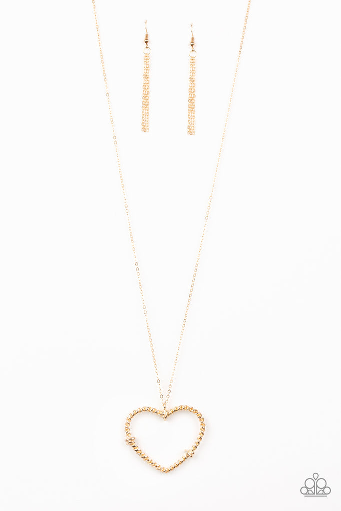 Straight From The Heart-Gold Necklace-Long-Heart Pendant-Paparazzi - The Sassy Sparkle