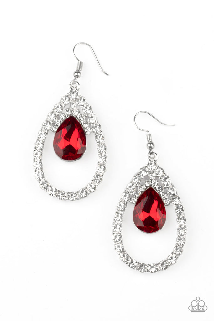 Trendsetting Twinkle-Red Paparazzi Earring-Rhinestone - The Sassy Sparkle