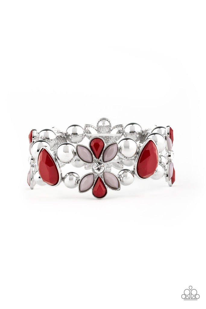 Fabulously Flourishing - Red Bracelet-Paparazzi - The Sassy Sparkle