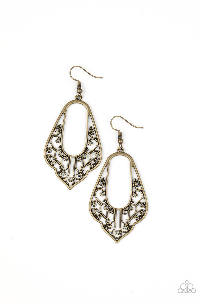 Grapevine Glamour - Brass Earring-Paparazzi