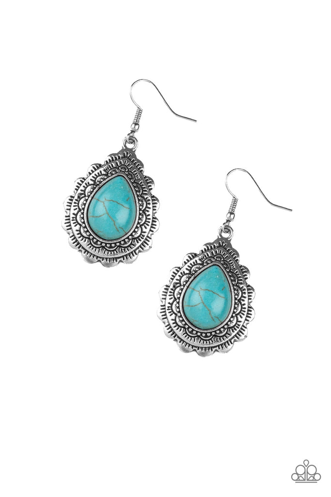 Mesa Mustang-Blue Turquoise Stone Earrings-Paparazzi - The Sassy Sparkle