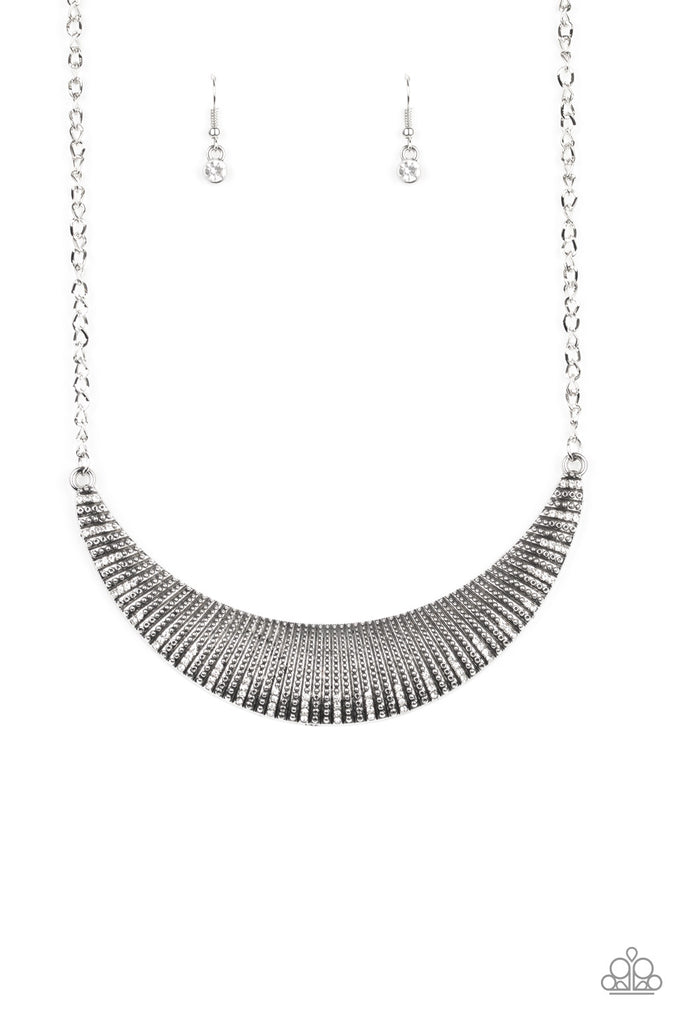 Modern Day Moonshine-White and Silver Necklace-Paparazzi - The Sassy Sparkle