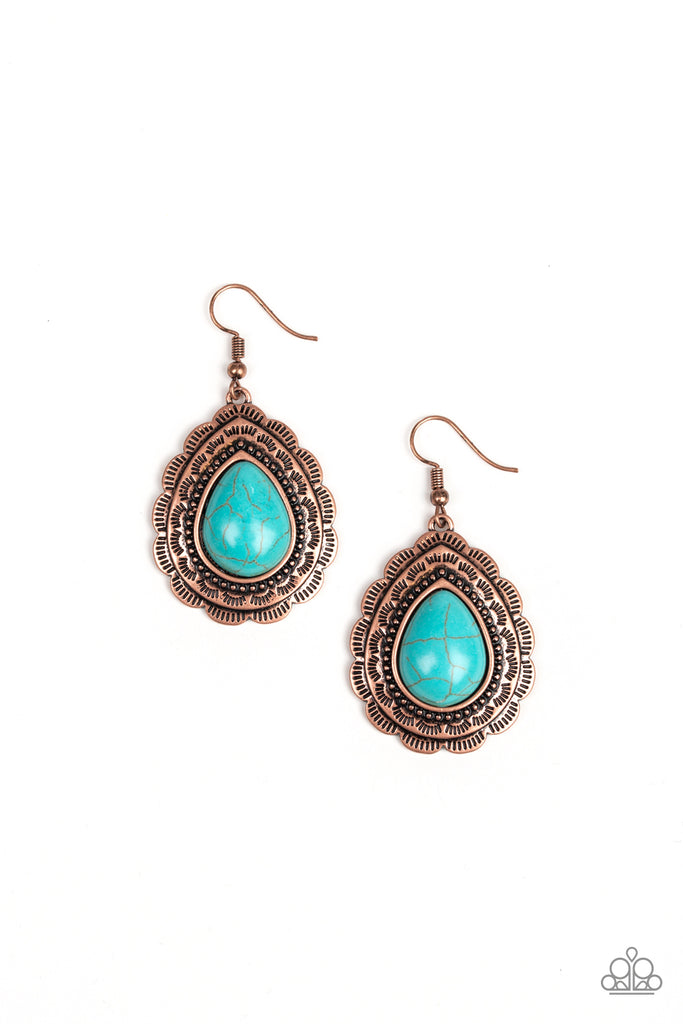 Mountain Mover - Copper and Turquoise Earring-Paparazzi - The Sassy Sparkle