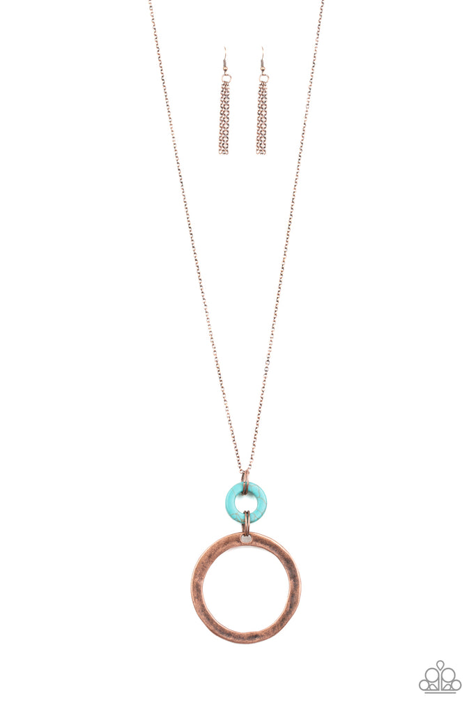 Optical Illusion-Copper Paparazzi Necklace-Turquoise - The Sassy Sparkle