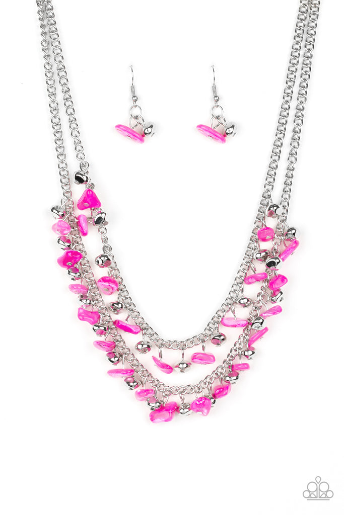 Pebble Pioneer - Pink Necklace-Paparazzi