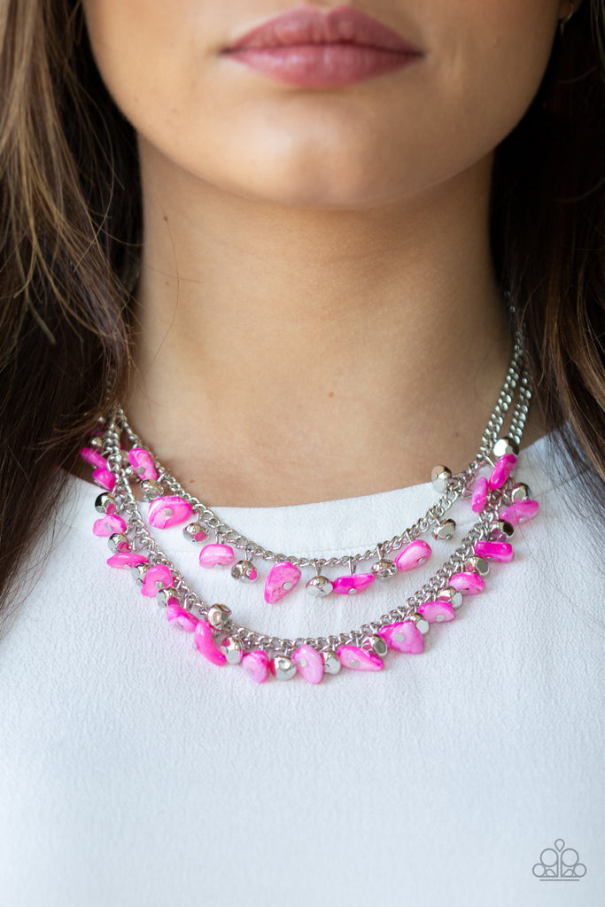 Paparazzi-Pebble Pioneer-Pink Necklace-Short-layered - The Sassy Sparkle