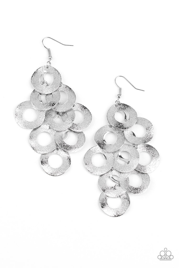Scattered Shimmer-Silver-Paparazzi Earring - The Sassy Sparkle