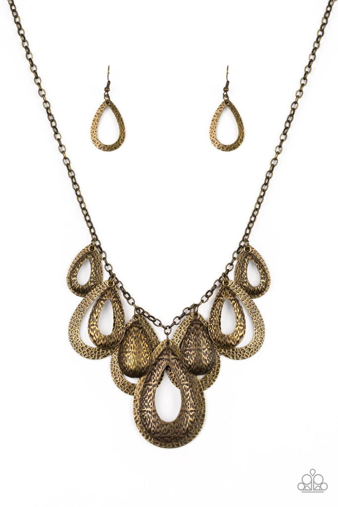 Teardrop Tempest - Brass Necklace-Paparazzi