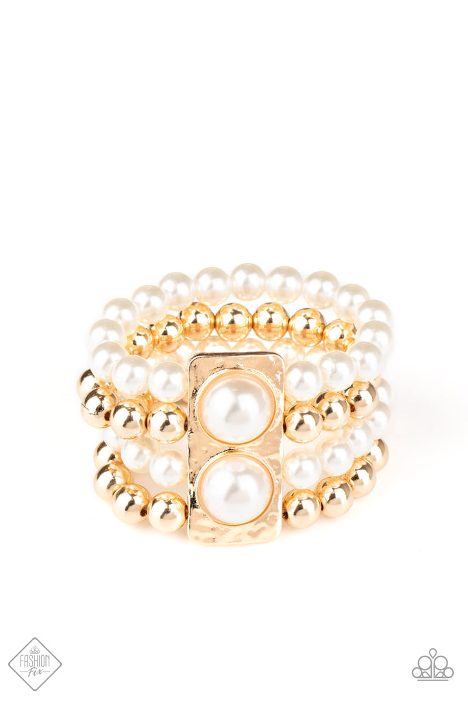 Paparazzi-WEALTH-Conscious-Gold Pearl Bracelet-Stretchy - The Sassy Sparkle