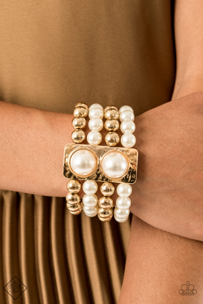 Paparazzi-WEALTH-Conscious-Gold Pearl Bracelet-Stretchy - The Sassy Sparkle