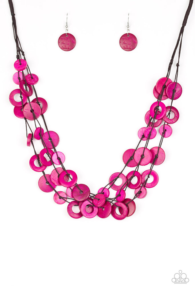 Wonderfully Walla Walla - Pink Wood Necklace-Paparazzi