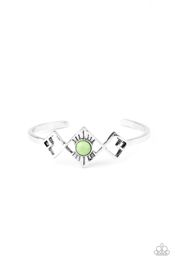 Paparazzi-Dainty Deco-Green and Silver Cuff Bracelet - The Sassy Sparkle