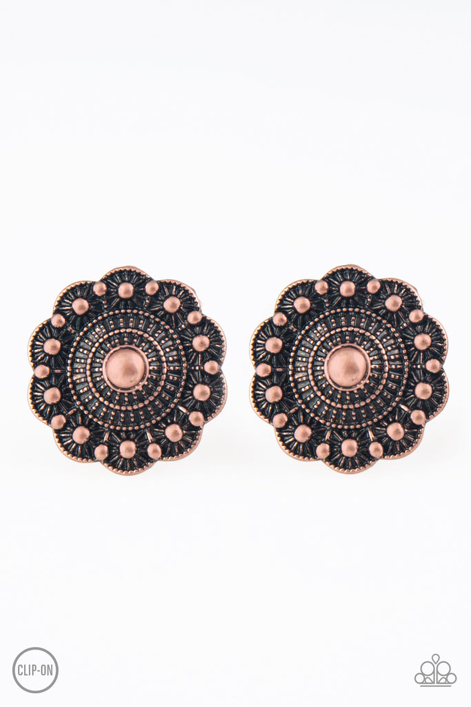 Foxy Flower Gardens-Copper Paparazzi Clip On Earrings - The Sassy Sparkle