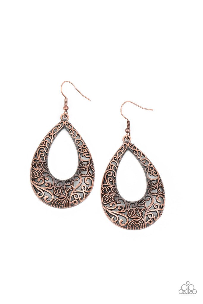 Get Into The GROVE-Copper Earring-Paparazzi - The Sassy Sparkle