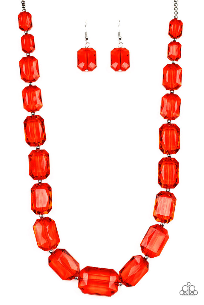 Paparazzi-ICE Versa-Red acrylic Necklace - The Sassy Sparkle