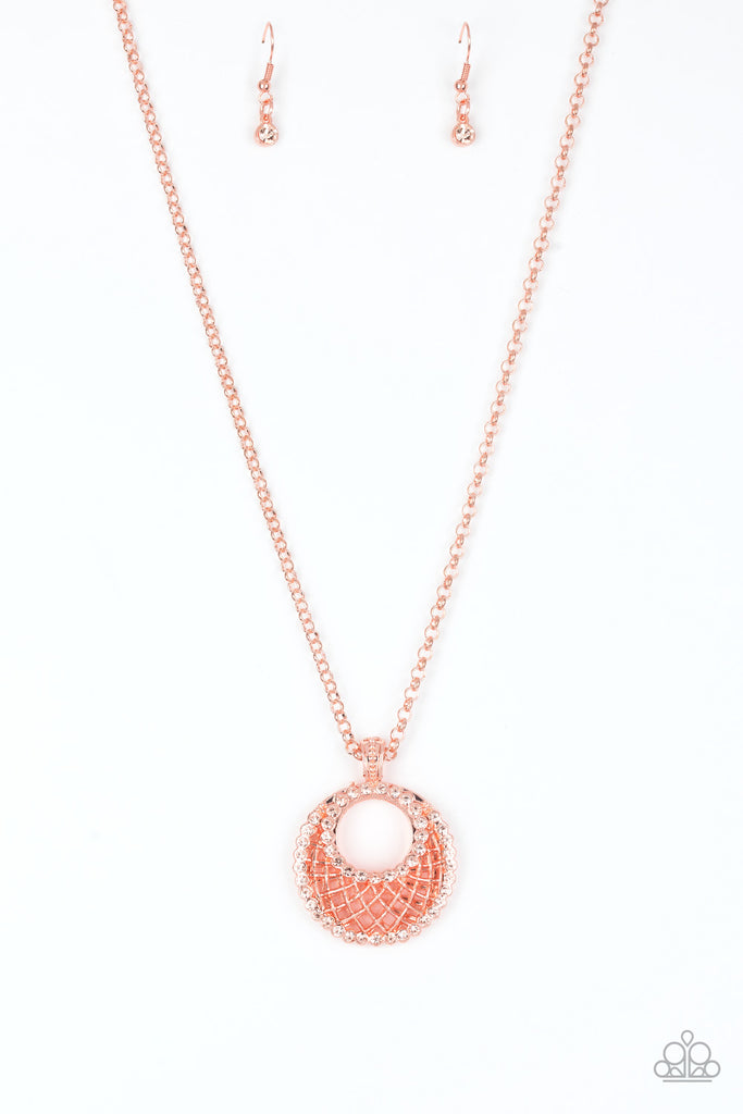 Net Worth-Copper Necklace-Shiny Copper-Long-Pendant-Paparazzi - The Sassy Sparkle