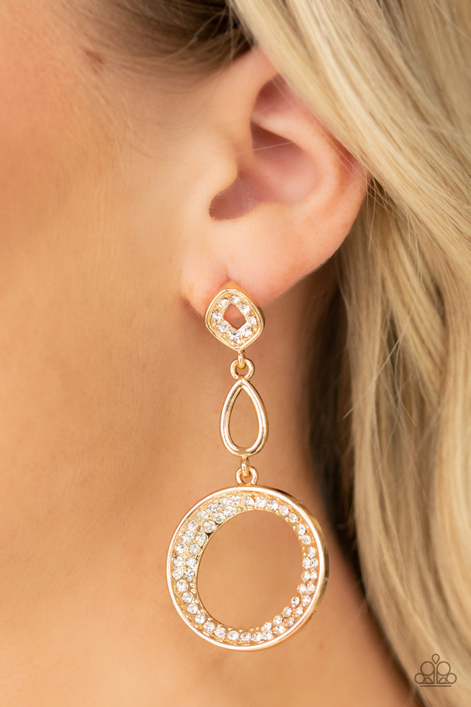 On The Glamour Scene-Gold Paparazzi Earring - The Sassy Sparkle