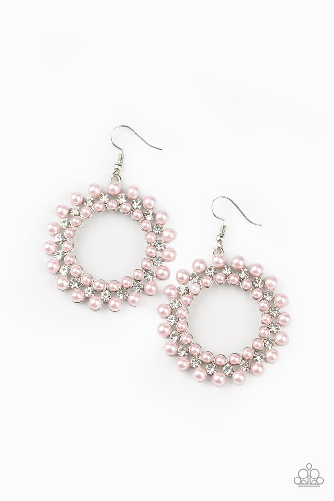Pearly Poise-Pink Earrings - The Sassy Sparkle