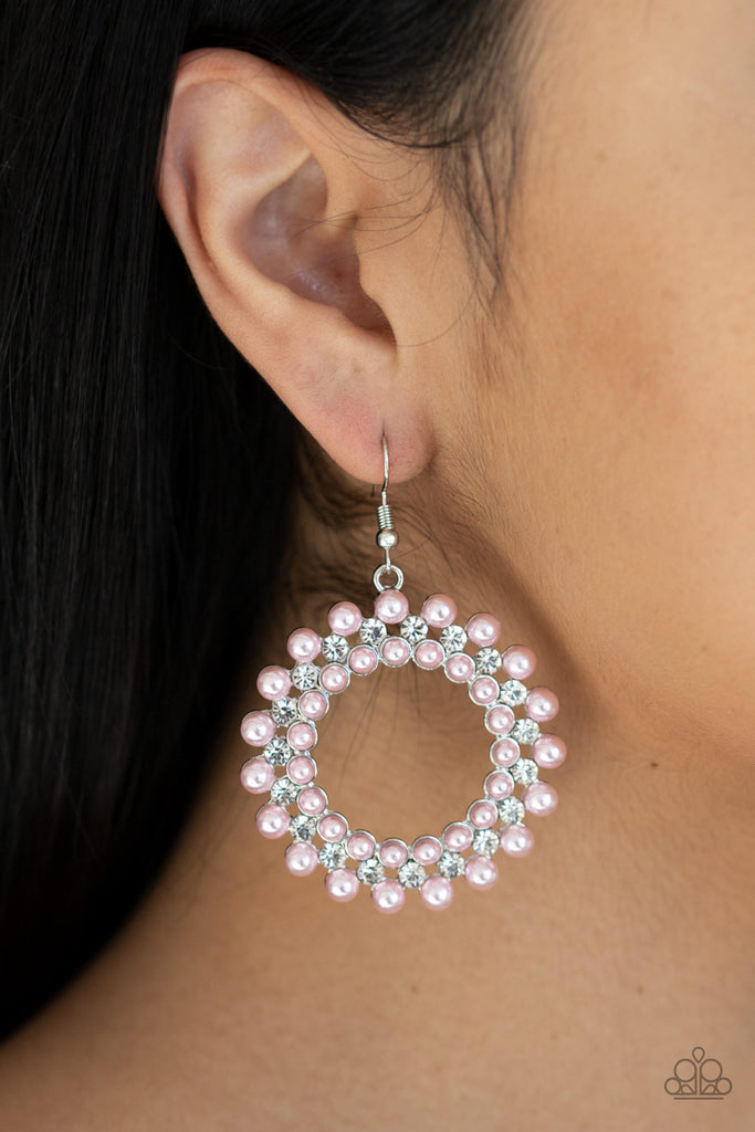 Pearly Poise - Pink Pearl Earring-Paparazzi