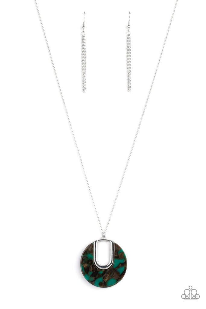 Setting the Fashion-Green Necklace-Paparazzi-acrylic-pendant - The Sassy Sparkle