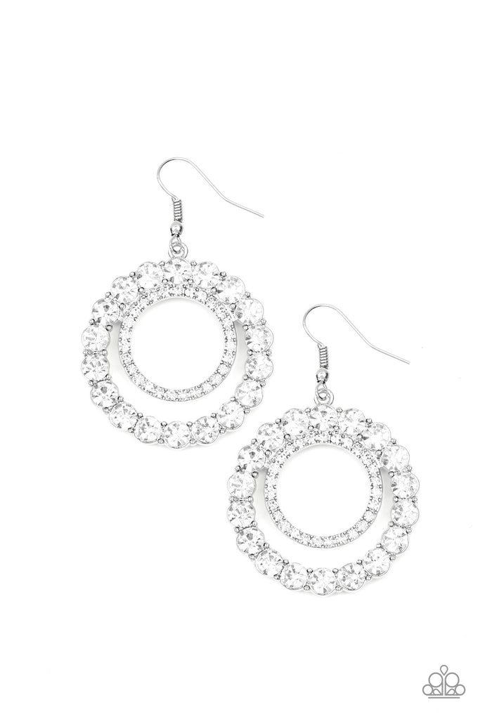 Spotlight Shout Out-White Rhinestone Earrings - The Sassy Sparkle
