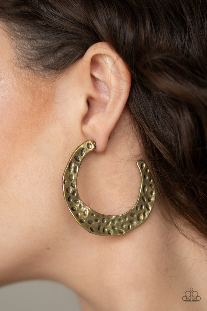 The HOOP Up - Brass Earring-Paparazzi