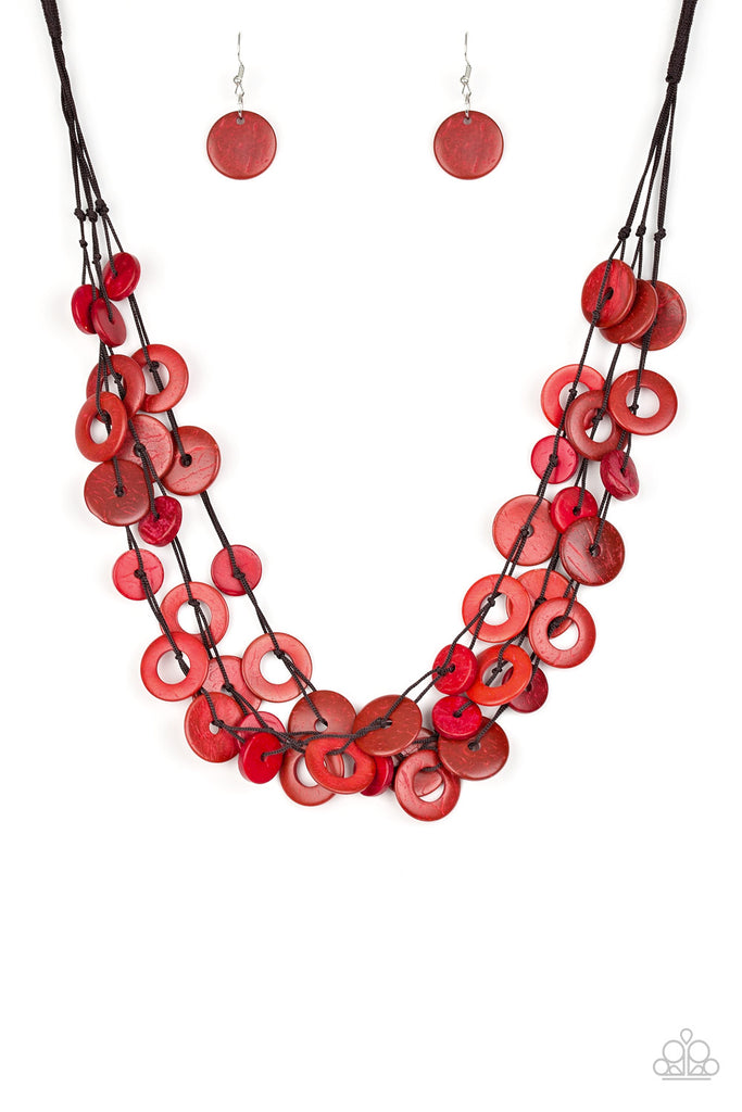 Wonderfully Walla Walla - Red Wood Necklace-Paparazzi