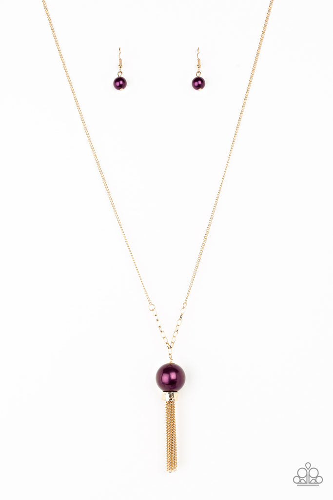 Paparazzi-Belle of The BALLROOM-Purple Pearl and Gold Necklace-Pendant-Tassel - The Sassy Sparkle