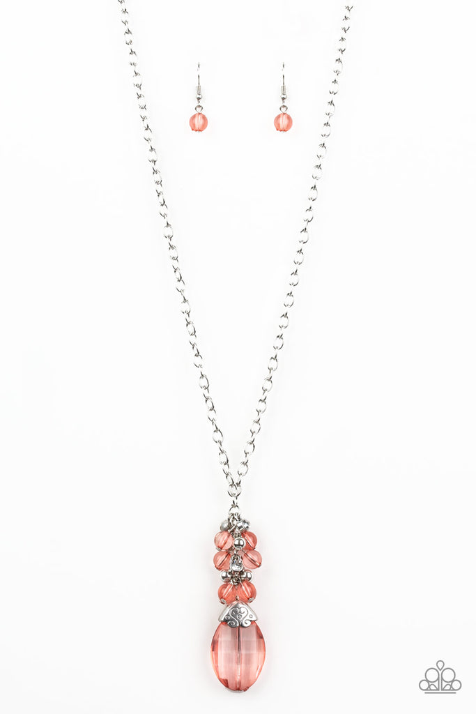 Crystal Cascade-Orange Necklace-Coral Beads-Paparazzi - The Sassy Sparkle