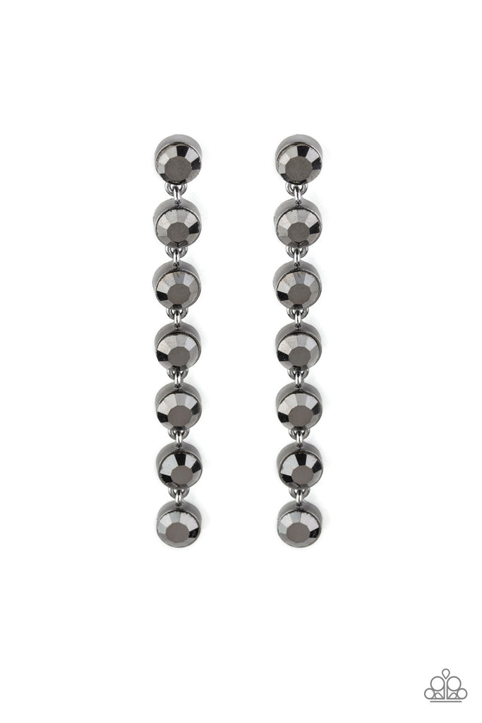 Dazzling Debonair - Black Gunmetal Post Earring-Paparazzi