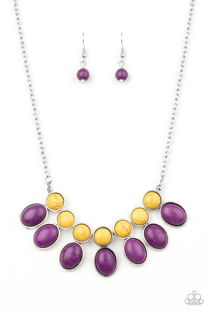 Environmental Impact-Purple and Yellow Crackle Stone Paparazzi Necklace - The Sassy Sparkle