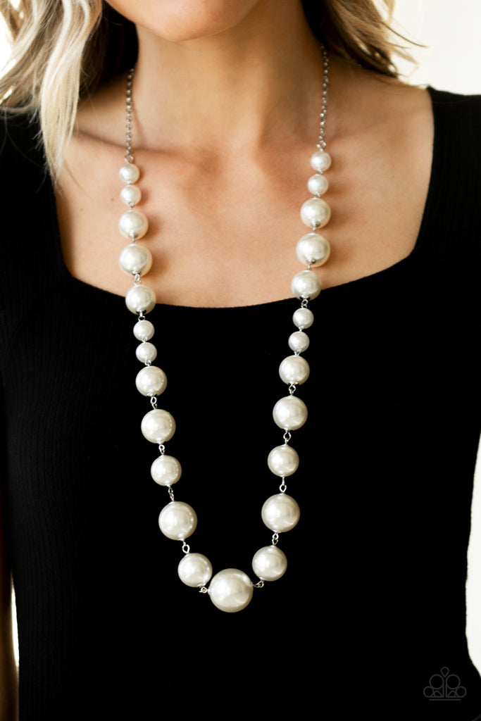 Infused with dainty white pearls, a bubbly collection of over sized pearls link across the chest for a timeless finish. Features an adjustable clasp closure.  Sold as one individual necklace. Includes one pair of matching earrings.  Life of the Party Exclusive March 2020