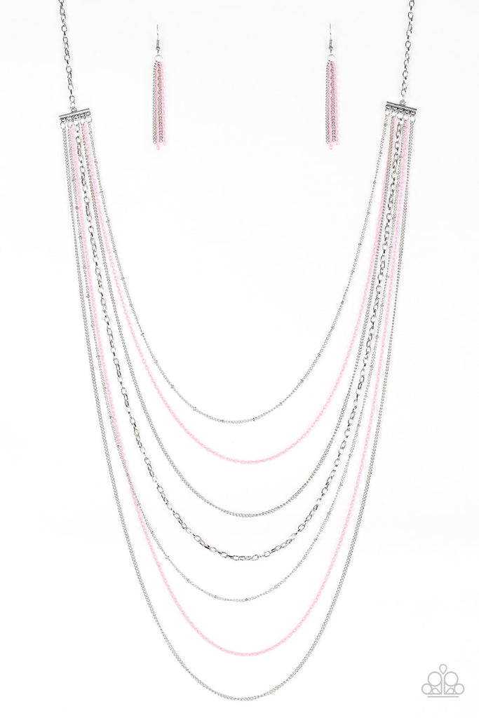Radical Rainbows-Pink Paparazzi Necklace-layered dainty chains - The Sassy Sparkle