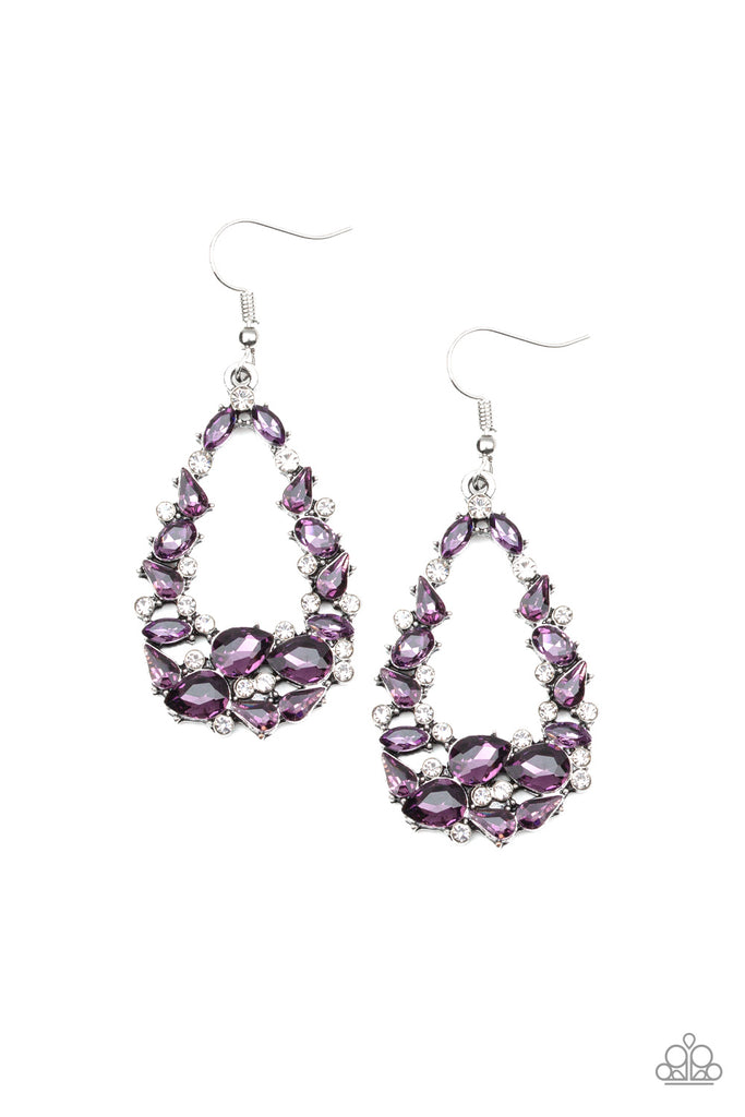 Paparazzi-To BEDAZZLE, or Not to BEDAZZLE-purple Rhinestone Earrings - The Sassy Sparkle